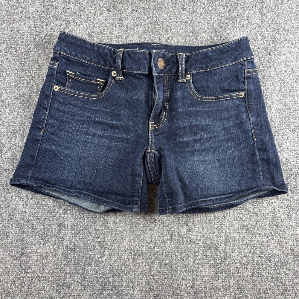 American Eagle Women's Dark Wash Stretch Denim Shorts Size 6